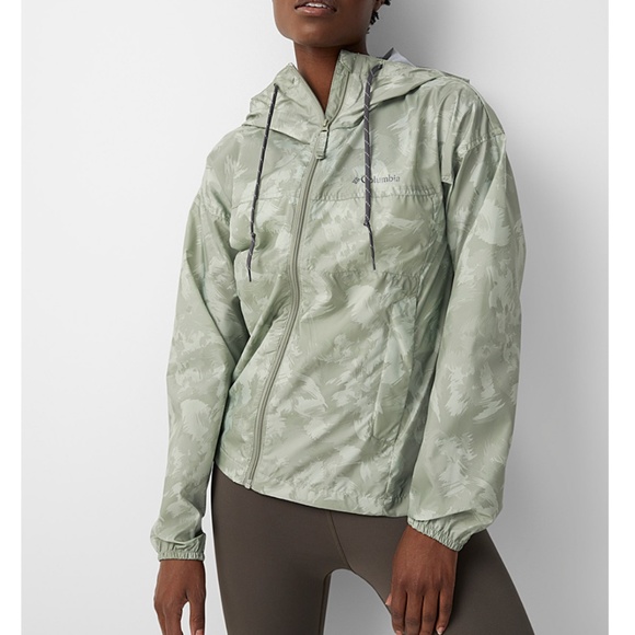 Columbia green camo long sleeve hooded windbreaker jacket NWT - Picture 1 of 9